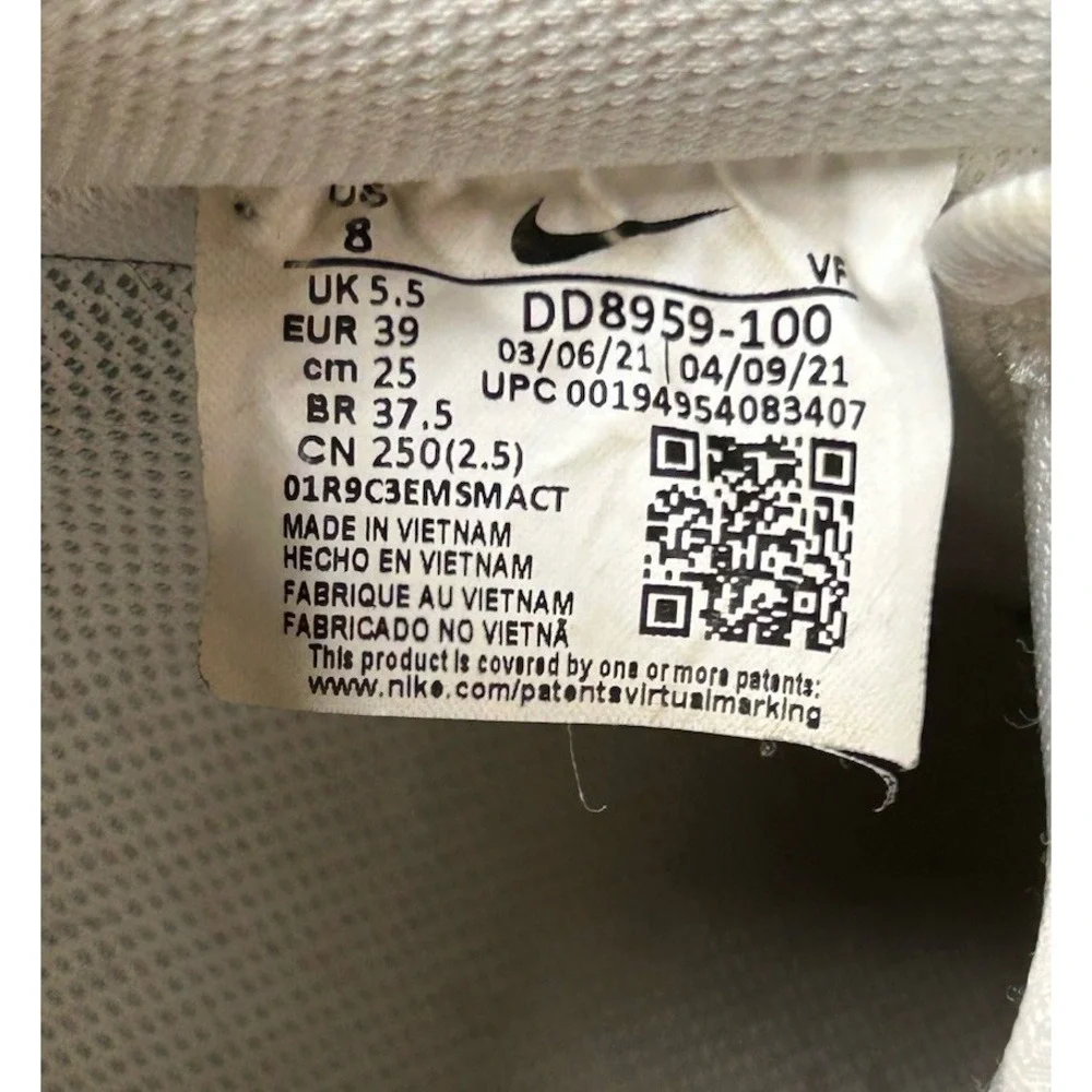 Nike Air Force 1 '07 Shoes Womens Size 8 White Leather Cushioned DD8959-100